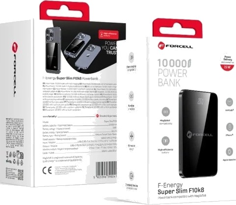 Forcell F-Energy SuperSlim F10k8 Qc4.0 Pd3.0 15W 10000 mAh Svart