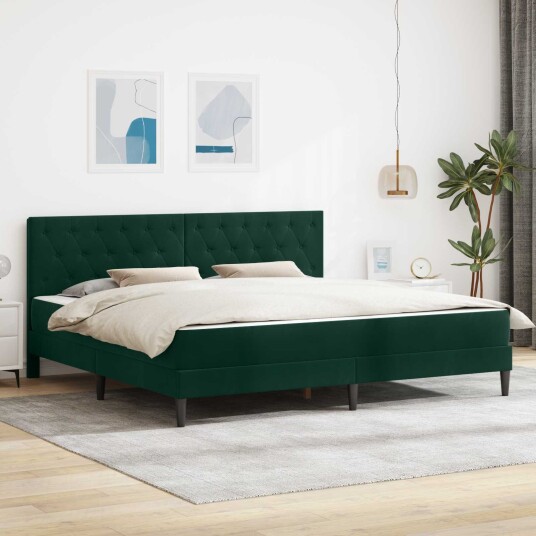 vidaXL Sengeramme med madrass Mørkegrønn 200 x 200 cm Fløyel