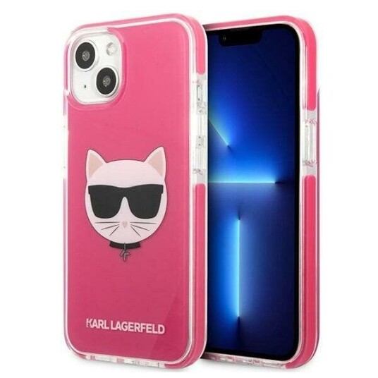 Karl Lagerfeld Hardt Deksel til iPhone 13 Choupette Hode Fuchsia