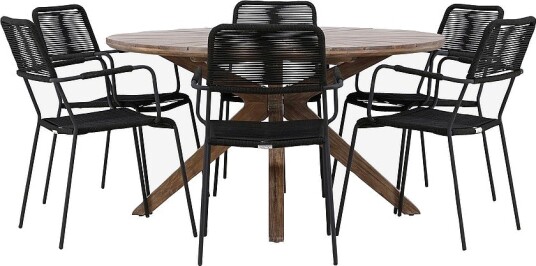 Venture Home Rosario Spisesett med stoler Lindos Svart