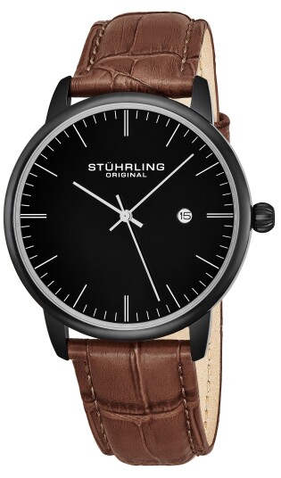 Stührling Original Herreklokke 3997.5 Sort/Lær Ø38 mm