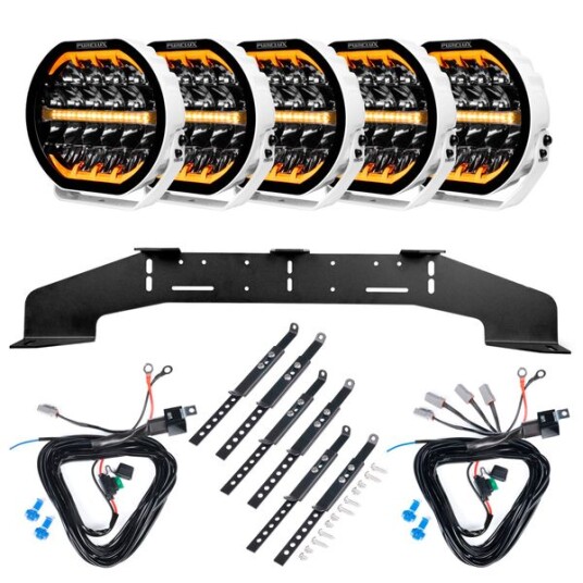 Ekstralys PURELUX Ranger 9 Hvit Rund / 23 cm / 160W 5 stk Komplett pakke WRC