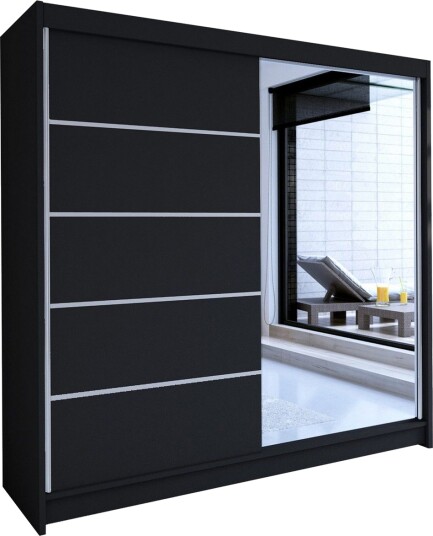 Canderbury Garderobe med Speil 180x215 cm - Svart