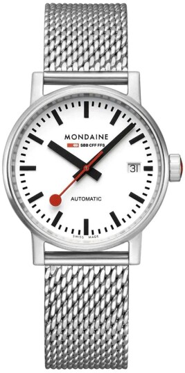 Mondaine Dameklokke MSE.35610.SM Evo2 Hvit/Stål Ø35 mm