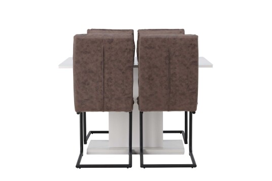 Venture Design Pluto & Zizo spisegruppe Brun/hvit 4 stoler & bord 120 x 90 cm
