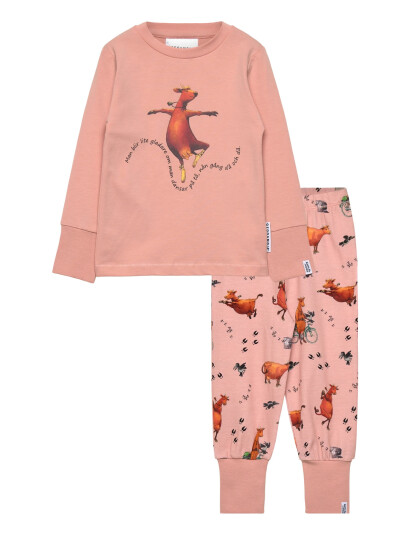 Geggamoja Mamma Mu Two Piece Pyjamas Beige - Pink - 86/92