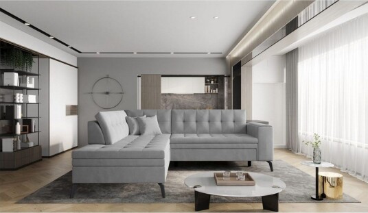Seksjon Eltap Lanvin 260x210x93 cm   Nube 3 Lys Grå Venstre