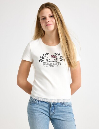 Lindex Hello Kitty Short Sleeved Top Cream 146/152