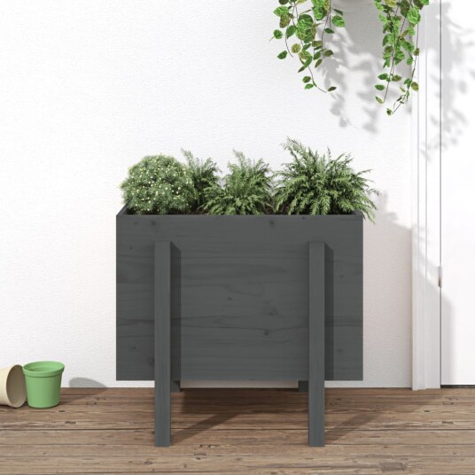 Hageplantekasse grå 62x50x57 cm heltre furu