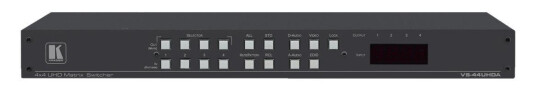 KRAMER VS-44UHDA 4x4 4K60 4:2:0 HDMI Matrix Switcher with Audio Embedding/De-embedding - Video/audio switch - rackmonterbar