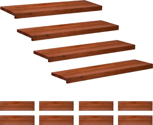 vidaXL Trappetrinn 12 stk. 90 x 30 x 2 cm Brun Massiv bøketre
