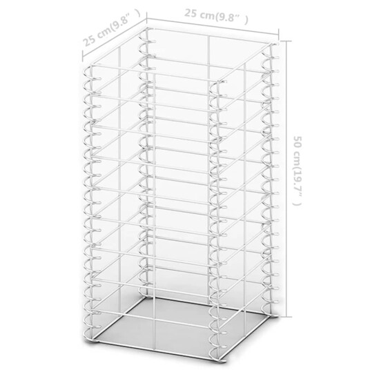  Gabionsett 3 stk galvanisert tråd 25 x 25 x 50 cm