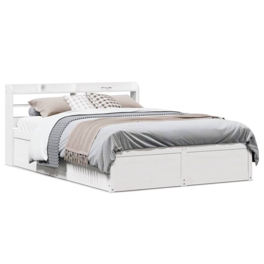  Sengeramme med hodegavl hvit 140x190 cm heltre furu 3307096