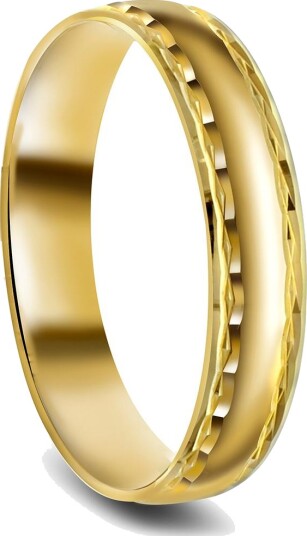 Moments By Pan Jewelry Giftering i 375 gult gull med mønster | 4,5 mm bredde