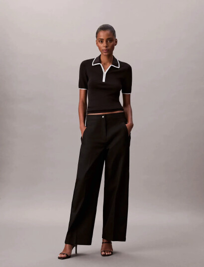 Calvin Klein Jeans Cotton Twill Aop Logo Stripe Pan - Black - 34