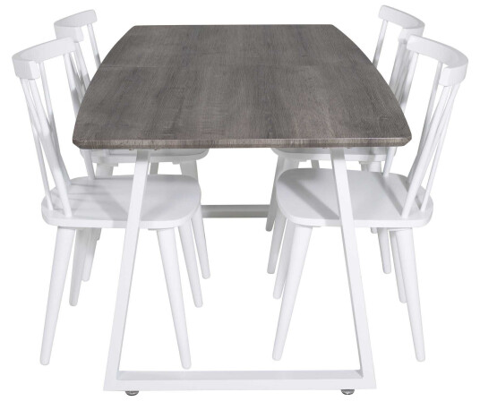Venture Design Inca & Mariette spisegruppe Grå/hvit 4 st stoler & bord 160 x 85 cm