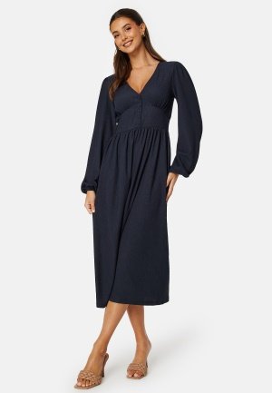 BUBBLEROOM Structure Button Midi Dress Navy XL