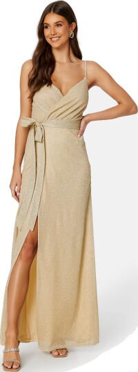 Goddiva Glitter Wrap Front Maxi Dress