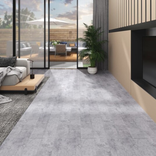 PVC gulvplanker 4,46 m² 3 mm selvklebende sementgrå