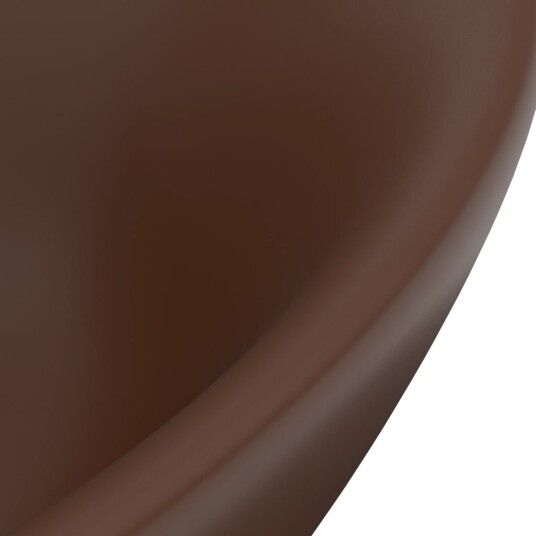 vidaXL Luksuriøs servant overløp oval mørkebrun 58,5x39 cm keramisk