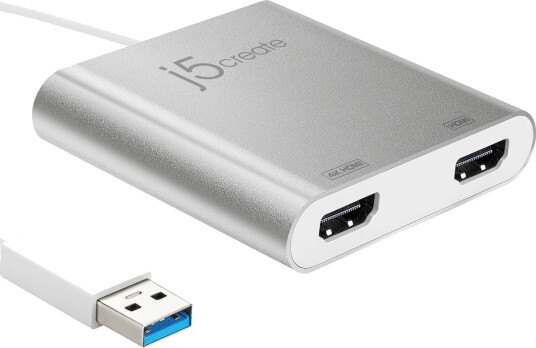 J5create Dual HDMI Adapter 4K USB 3.0 Type-A Sølv