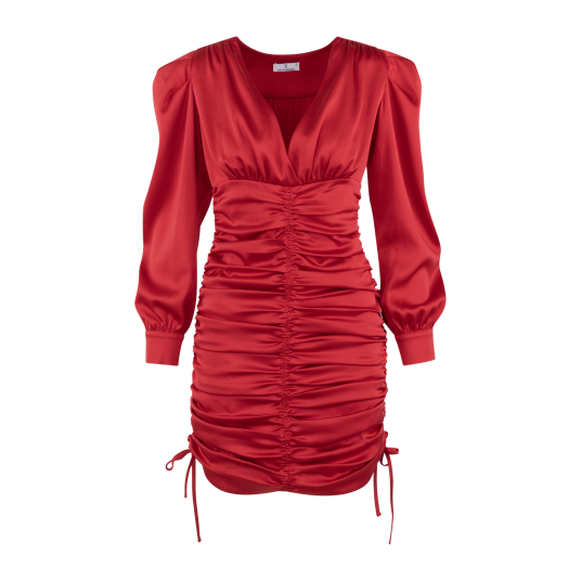 Kiki Dress Lipstick Red M Gathered satin dress Kiki Dress Lipstick Red M Gathered satin dress