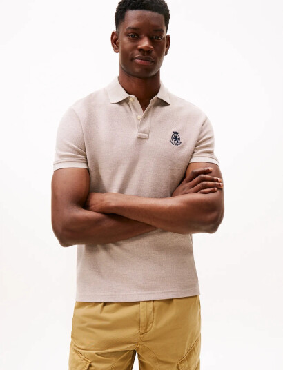 Tommy Hilfiger Heather Crest Reg Polo - Beige - XXL
