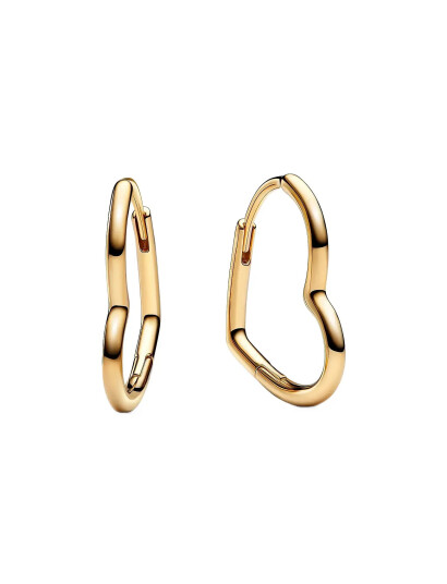 PANDORA Small Asymmetric Heart 14K Gold Plated Hoop Earrings Guld One Size