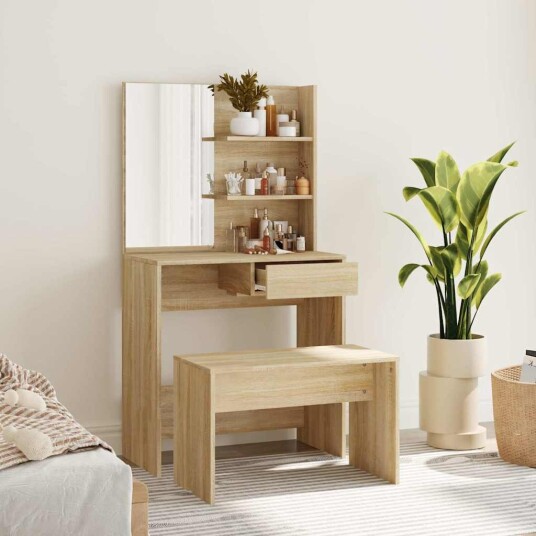 Sminkebordsett sonoma eik 74,5x40x141 cm 8720287100836 Sminkebordsett sonoma eik 74,5x40x141 cm 8720287100836