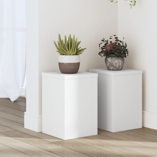 Plantestativer 2 stk hvit 20x20x30 cm konstruert tre Plantestativer 2 stk hvit 20x20x30 cm konstruert tre
