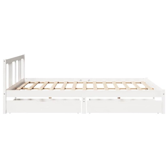  Sengeramme med madrass hvit 200x200 cm heltre furu 8721102940347