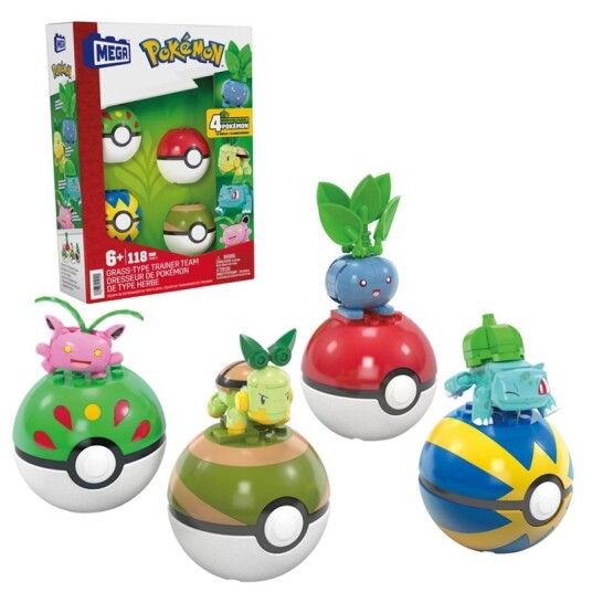 Mega Pokemon Gress-Type Trener team byggesett med 118 klosser