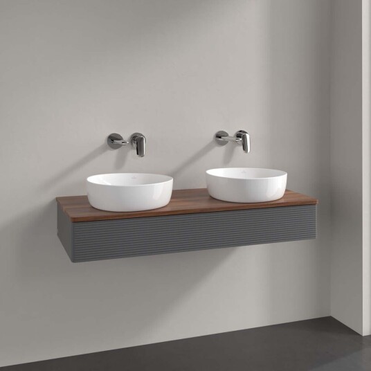 Villeroy & Boch Antao Servantskap med 1 skuff 120x50x19 cm m/lys Antrasitt/Valnøtt Villeroy & Boch Antao Servantskap med 1 skuff 120x50x19 cm m/lys Antrasitt/Valnøtt