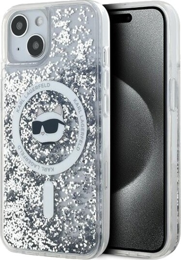 Karl Lagerfeld Choupette Liquid Glitter MagSafe Mobildeksel til iPhone 13 - Gjennomsiktig