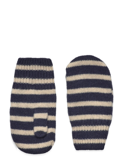 mp Denmark Bergen Striped Mittens - Navy - 1-2Y
