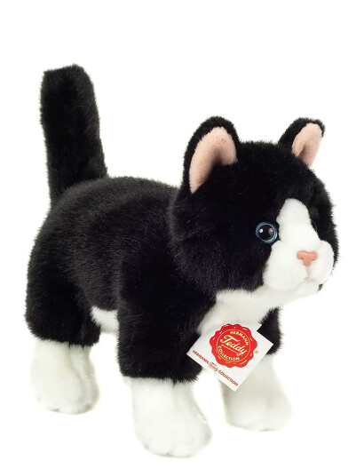Teddy Hermann Standing Cat Black-White 20 Cm - Black - 20 CM