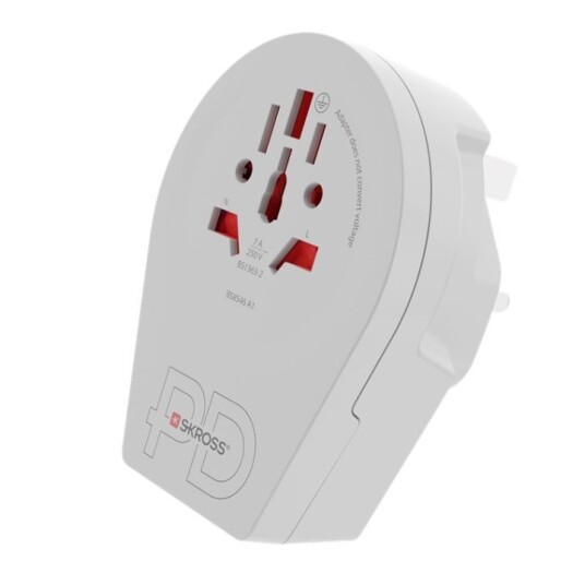 SKROSS World Adapter - World to UK USB-C™ PD för alla jordade och ojordade enheter (2- och 3-poliga), med integrerad, ultrasnabb USB-C™-laddare (Power Delivery) SKROSS World Adapter - World to UK USB-C™ PD för alla jordade och ojordade enheter (2- och 3-poliga), med integrerad, ultrasnabb USB-C™-laddare (Power Delivery)