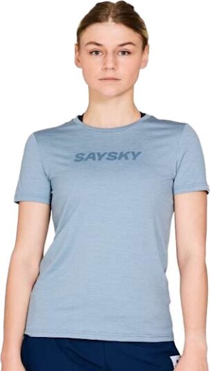 Saysky Logo Pace T Shirt Dame Blue Melange M