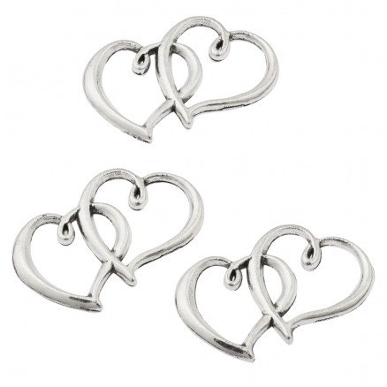 Diverse Smykkevedheng Charms Hjerte Metall Sølv 31x22mm 10 stk