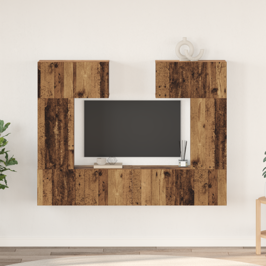 TV benksett 6 pcs Gammelt tre 80 x 30 x 30 cm Konstruert tre