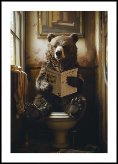 Bear Reading Newspaper Plakat / 100x150