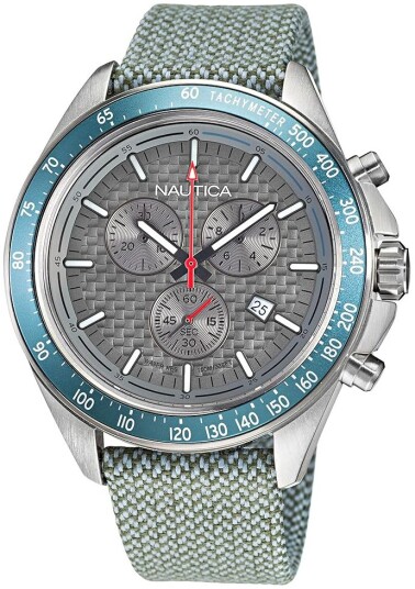 Nautica Herreklokke NAPOBS112 Ocean Beach Grå/Tekstil Ø46 mm