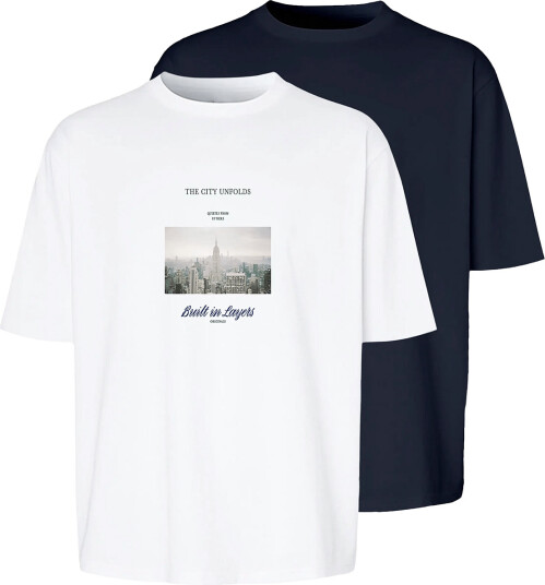 Jack & Jones Jorfrederiksberg Photo Tee Ss Cn 2Pk Mp Navy M