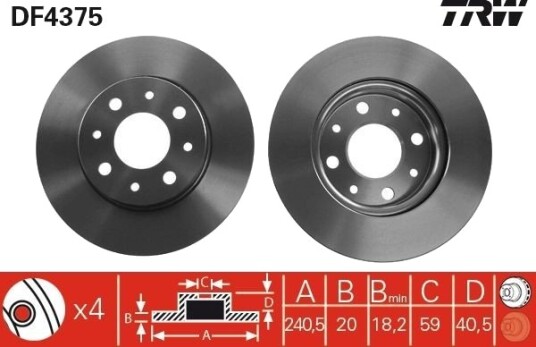 Bremseskive TRW DF4375 Bremseskive TRW DF4375