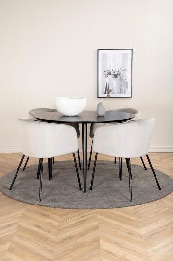 Venture Home Spisegruppe Dipp med 4 Berit spisestoler Svart Venture Home Spisegruppe Dipp med 4 Berit spisestoler Svart