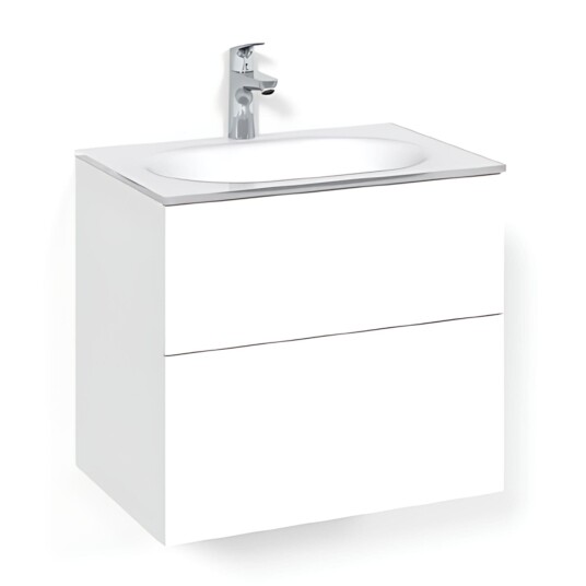 Macro Design Crown Plain Servantskap 2-skuff - med Glasservant Hvit / 60cm Glass Edge