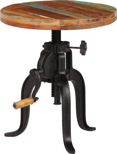 Sidebord 45x(45-62) cm gjenvunnet heltre og støpejern 247588