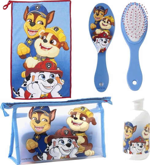 Paw Patrol Toalettmappe med Håndkle Hårbørste & Flaske