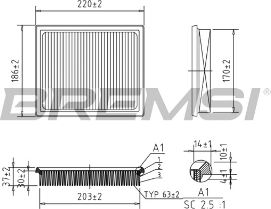 Luftfilter BREMSI FA1165 Luftfilter BREMSI FA1165