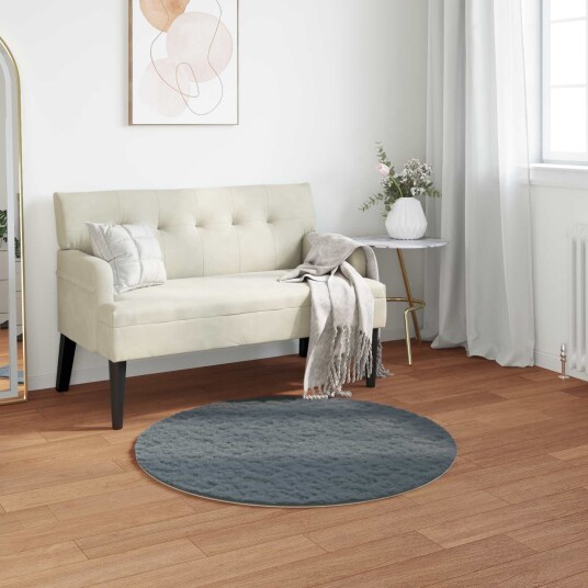 Kunstpels Kanin Teppe Olite Antrasitt Ø 120 cm Polyester
